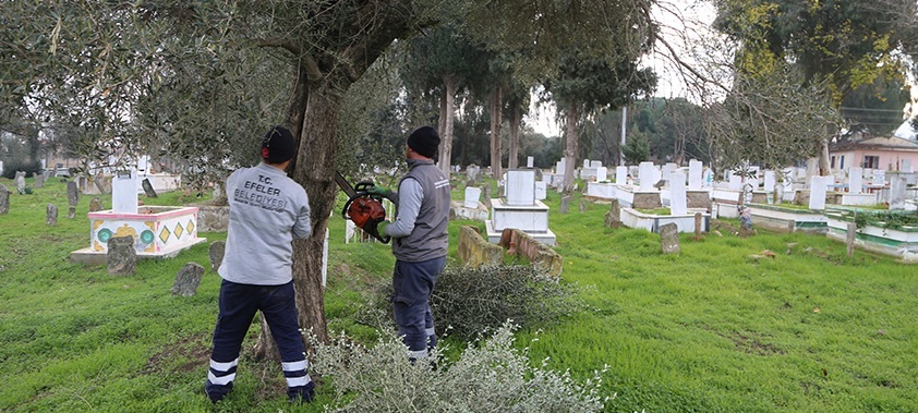 Efeler’in Mezarlıklarında Budama Mesaisi